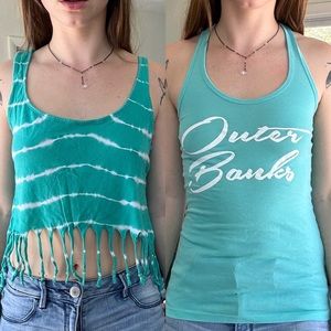 teal coastal tank set